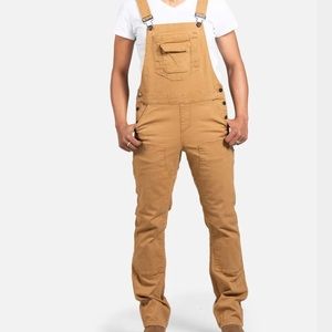 Dovetail workwear freshley overalls in saddle brown canvas size 14 34” inseam